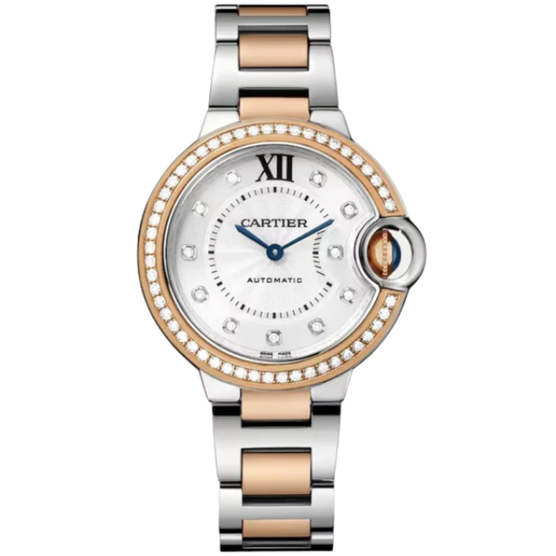 BALLON BLEU DE CARTIER 33 MM STAINLESS STEEL WITH SILVER GUILLOCHE DIAL - Cartier