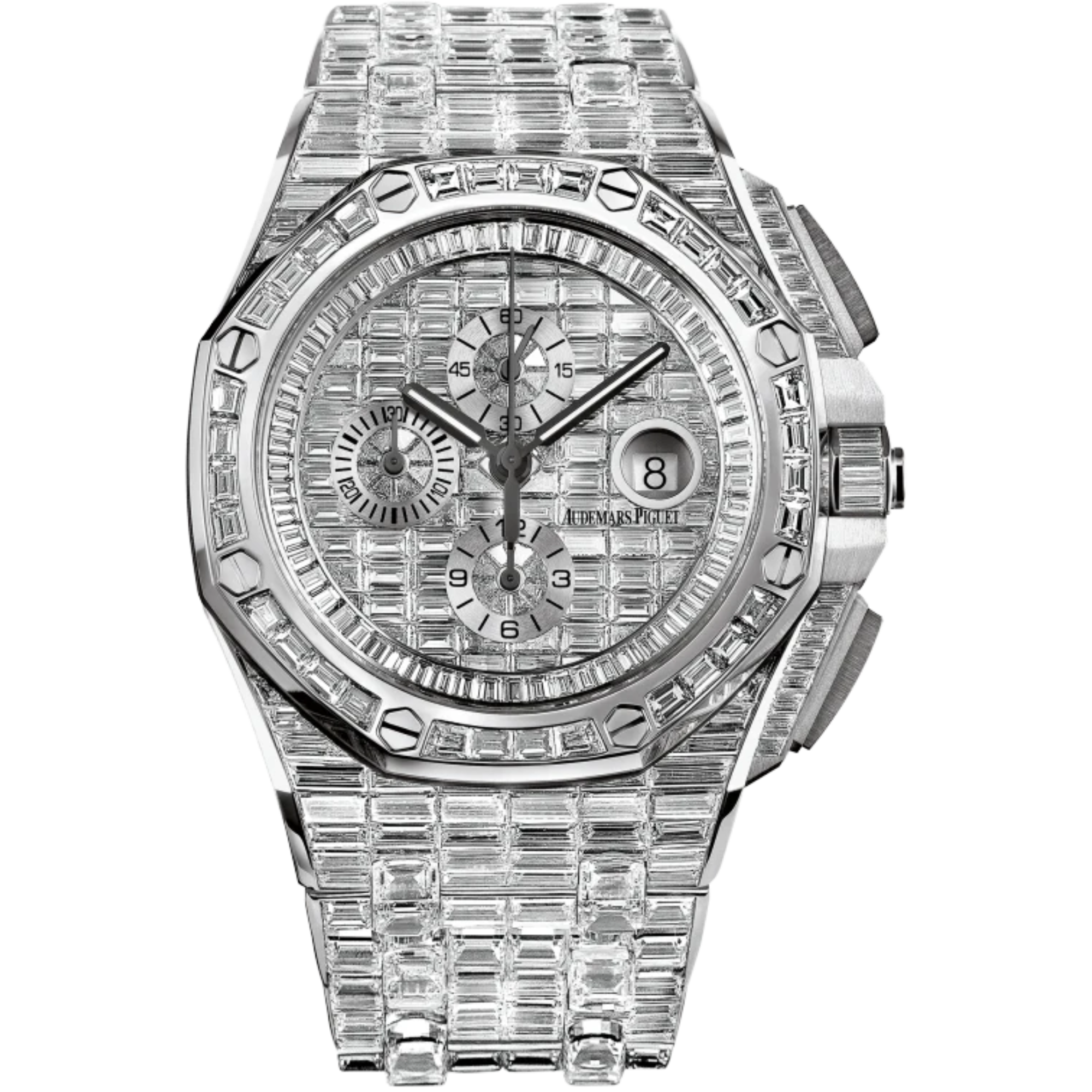 Royal Oak Offshore Selfwinding Chronograph 44MM 18-Carat White Gold Bracelet 18-Carat White Gold Dial 18-Carat White Gold Case Entirely Set With Baguette-Cut Diamonds - Audemars Piguet