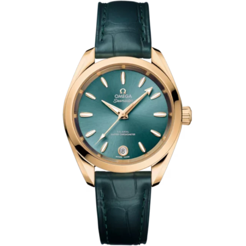 SEAMASTER AQUA TERRA SHADES 34 MM MOONSHINE™ GOLD WITH LAGOON GREEN DIAL - Omega