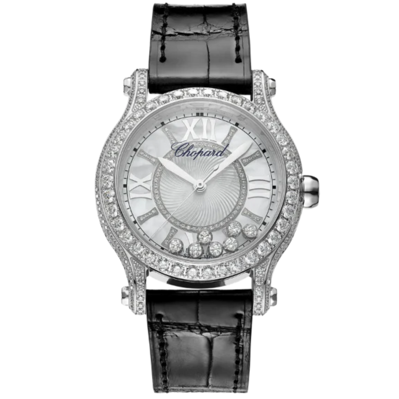 HAPPY SPORT 36 MM ETHICAL WHITE GOLD WITH MOTHER OF PEARL DIAL - Chopard