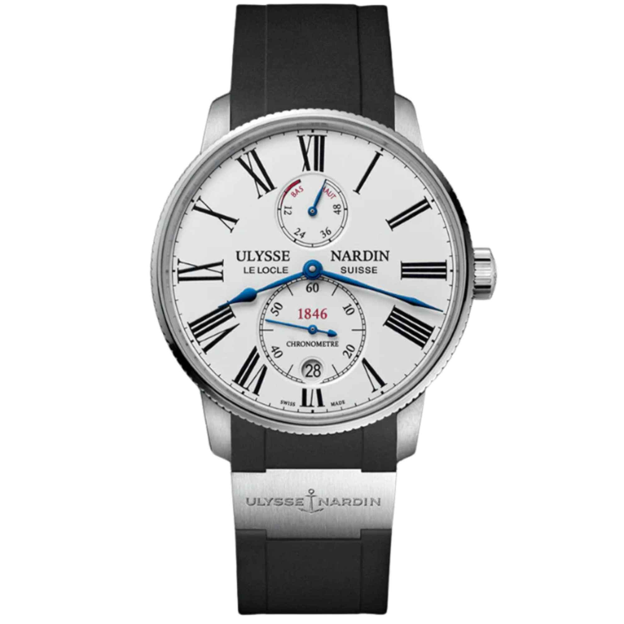 MARINE TORPILLEUR 42 MM STAINLESS STEEL WITH WHITE DIAL - Ulysse Nardin