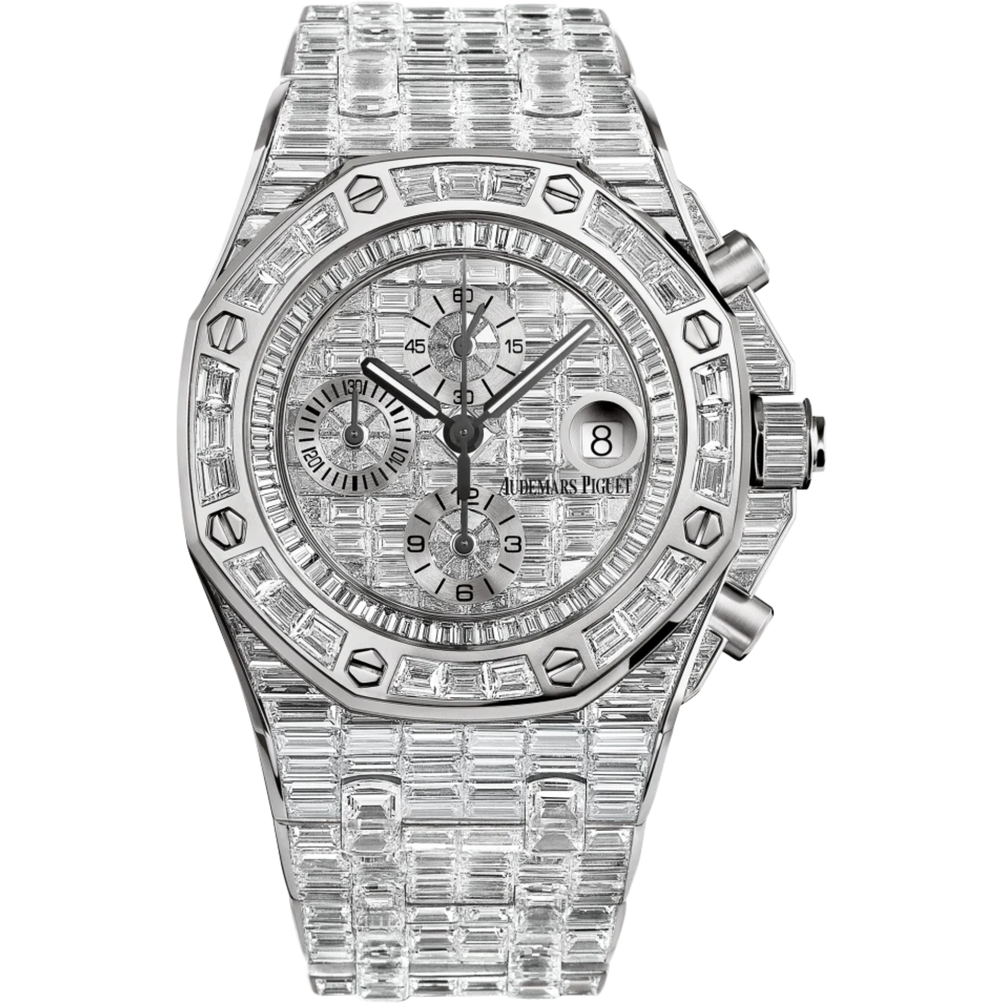 Royal Oak Offshore Selfwinding Chronograph 42MM 18-Carat White Gold Bracelet 18-Carat White Gold Dial 18-Carat White Gold Case and Bezel Entirely Set With  Baguette-Cut Diamonds - Audemars Piguet