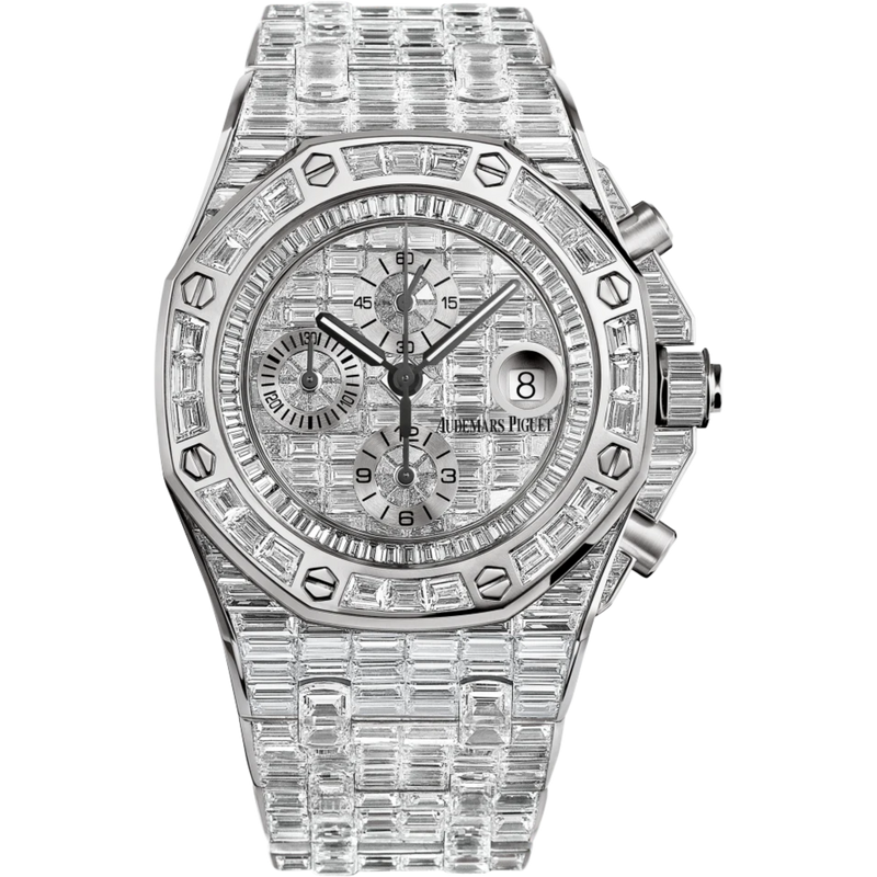 Royal Oak Offshore Selfwinding Chronograph 42MM 18-Carat White Gold Bracelet 18-Carat White Gold Dial 18-Carat White Gold Case and Bezel Entirely Set With  Baguette-Cut Diamonds - Audemars Piguet