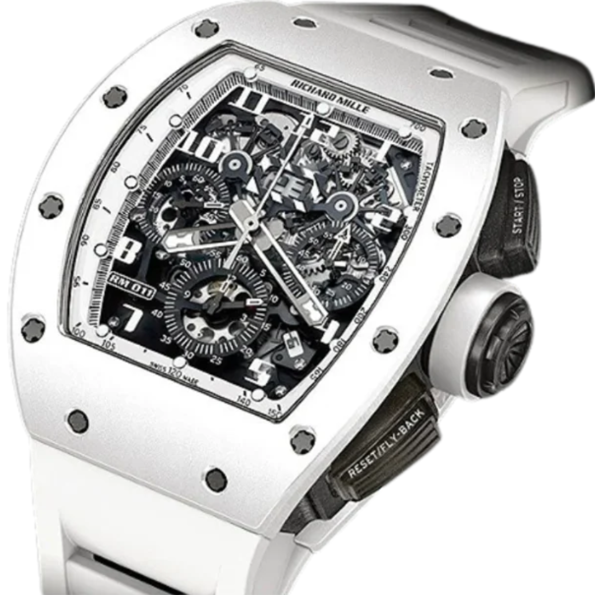 RM 011 White Ghost Felipe Massa Limited Edition Rubber Strap White Ceramic Case - Richard Mille