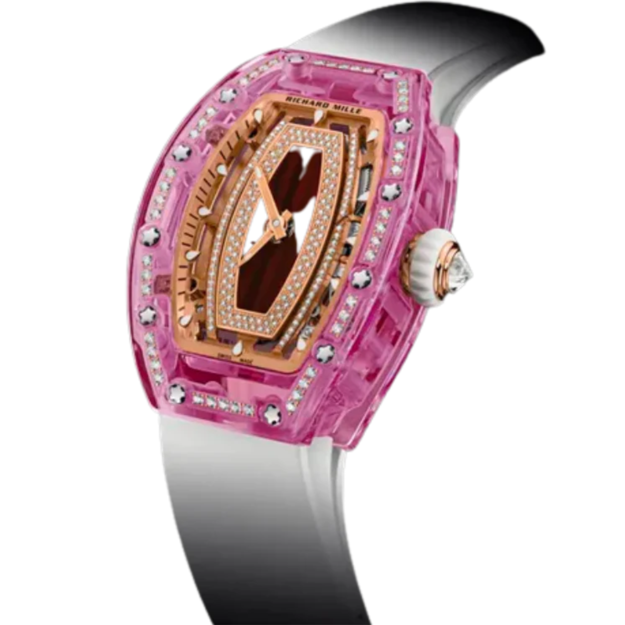 RM 07-02 Automatic Winding Sapphire Rubber Strap Mother-Of-Pearl Jasper or Pave-Set Stones Dial Colored Sapphire Case - Richard Mille