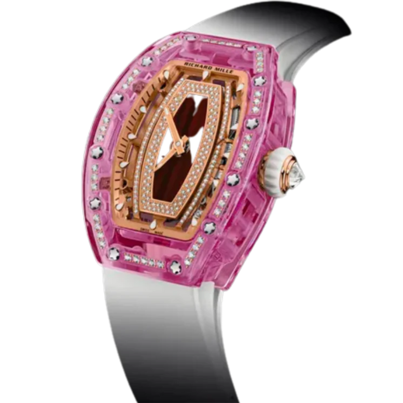 RM 07-02 Automatic Winding Sapphire Rubber Strap Mother-Of-Pearl Jasper or Pave-Set Stones Dial Colored Sapphire Case - Richard Mille