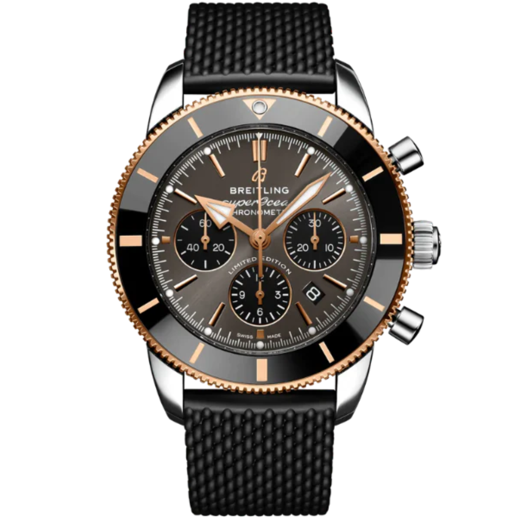 SUPEROCEAN HERITAGE B01 CHRONOGRAPH 44 MM STAINLESS STEEL & 18K ROSE GOLD WITH BLACK EYE GRAY DIAL - Breitling