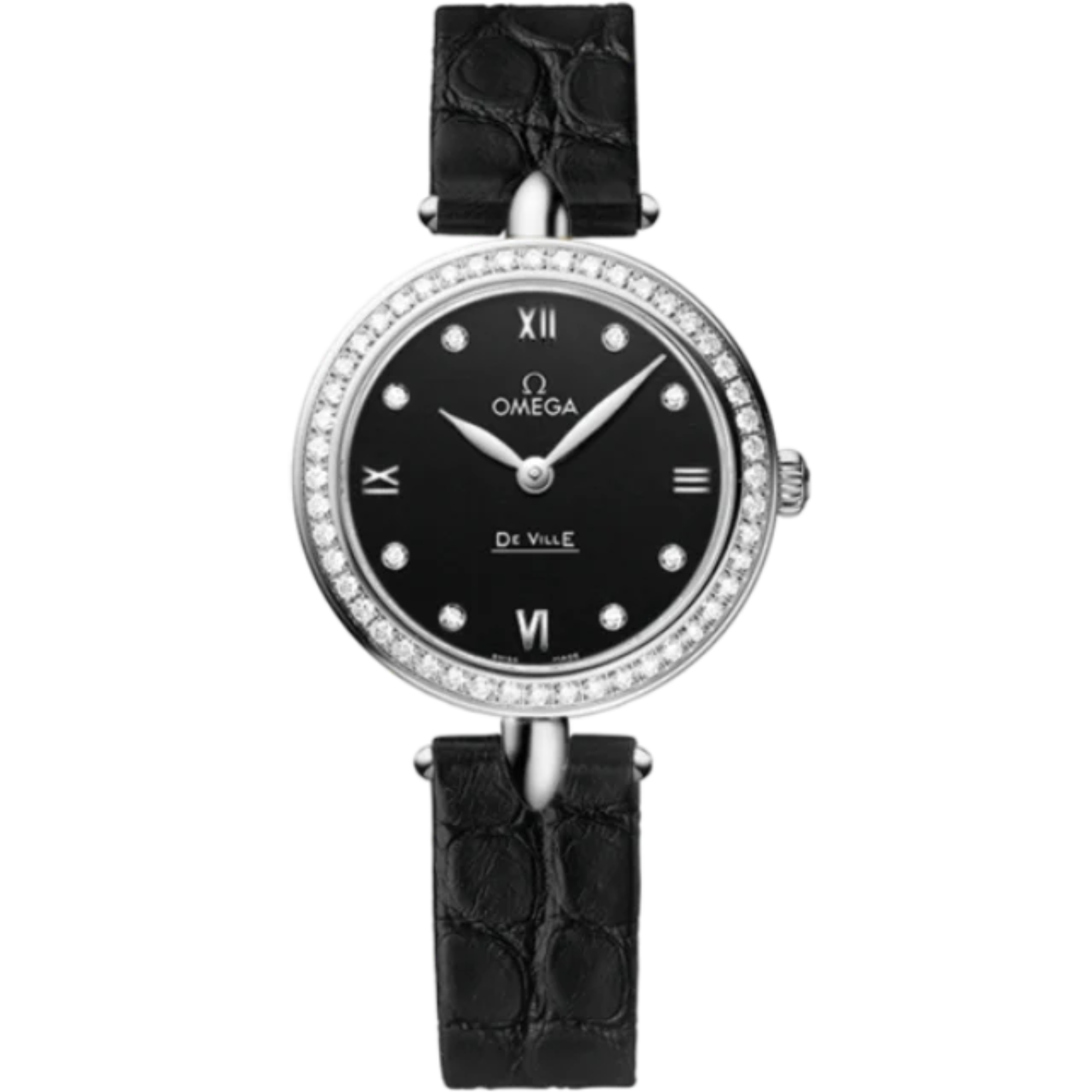 DE VILLE PRESTIGE DEWDROP 27 MM STAINLESS STEEL WITH BLACK DIAL - Omega