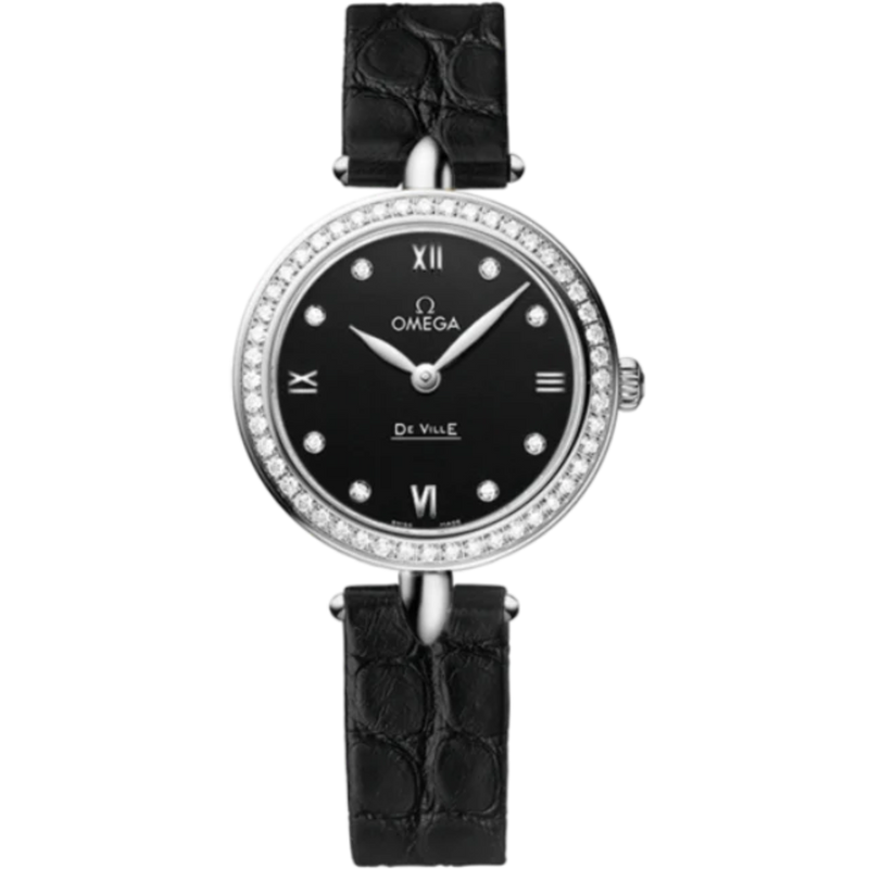 DE VILLE PRESTIGE DEWDROP 27 MM STAINLESS STEEL WITH BLACK DIAL - Omega