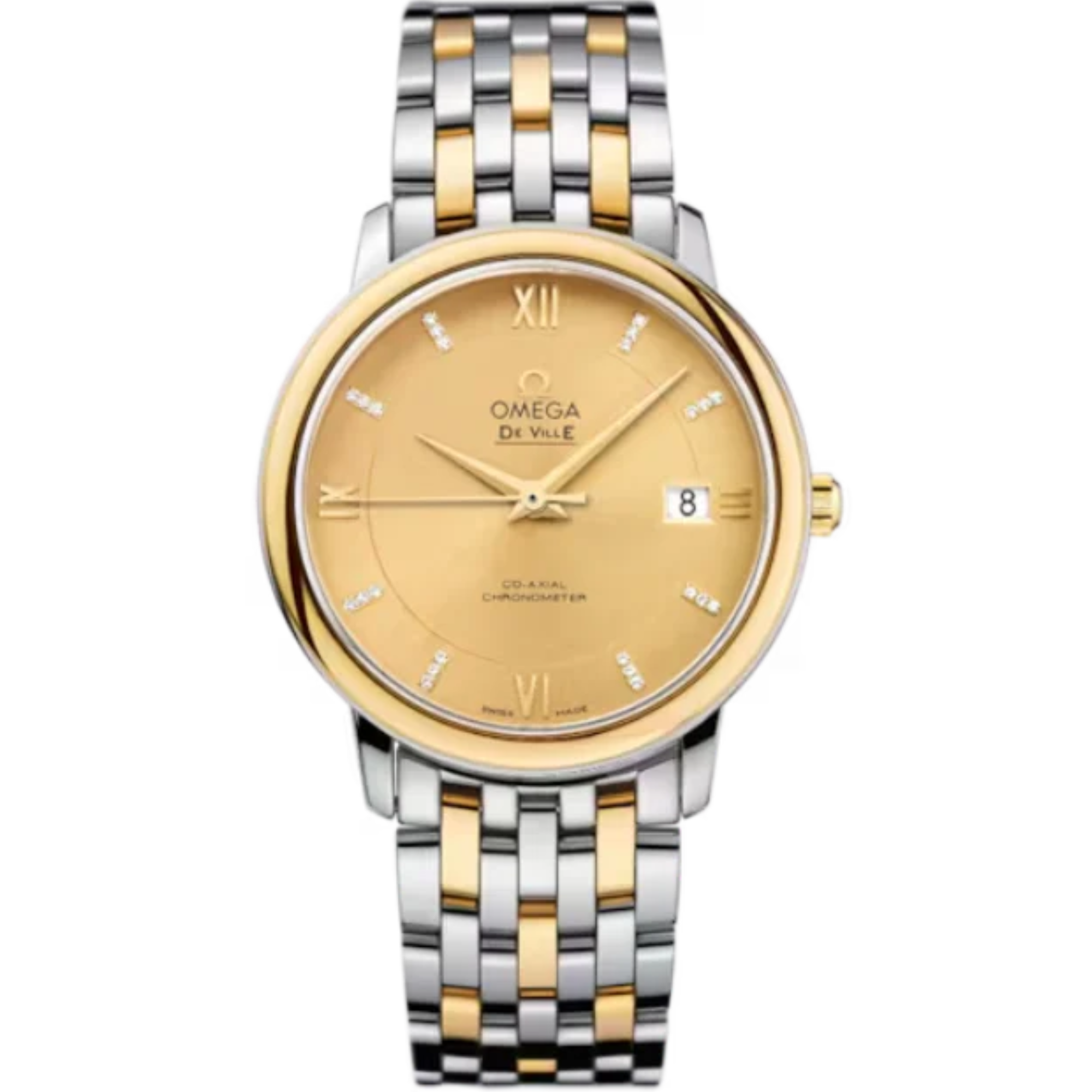 DE VILLE PRESTIGE 37 MM STAINLESS STEEL - YELLOW GOLD WITH YELLOW DIAL - Omega