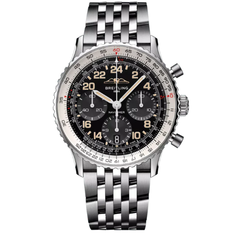 NAVITIMER B02 CHRONOGRAPH COSMONAUTE 41 MM STAINLESS STEEL WITH BLACK DIAL - Breitling
