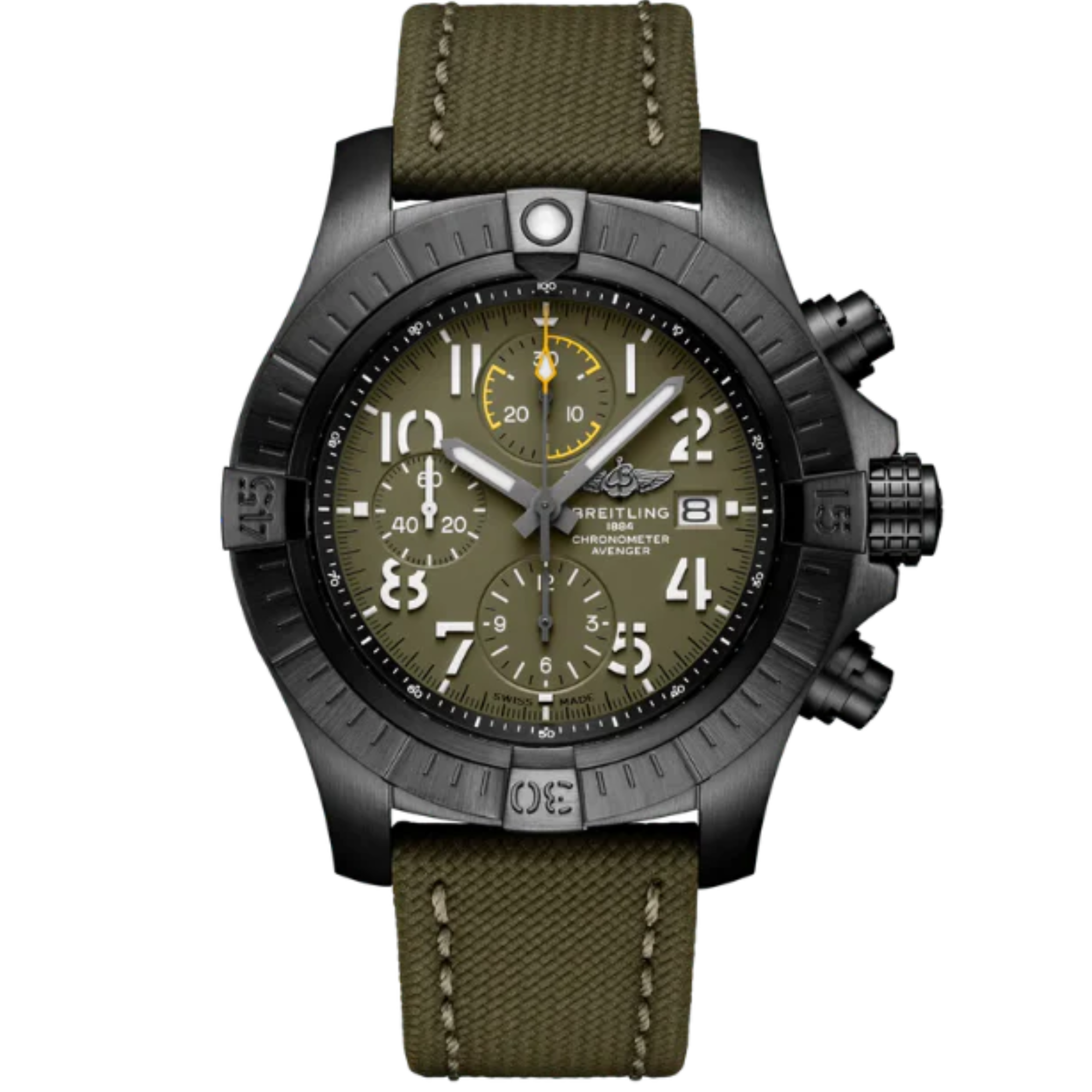 AVENGER CHRONOGRAPH NIGHT MISSION 45 MM DLC-COATED TITANIUM WITH GREEN DIAL - Breitling