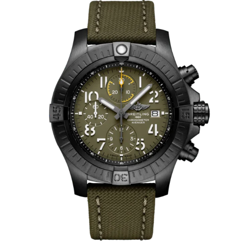 AVENGER CHRONOGRAPH NIGHT MISSION 45 MM DLC-COATED TITANIUM WITH GREEN DIAL - Breitling