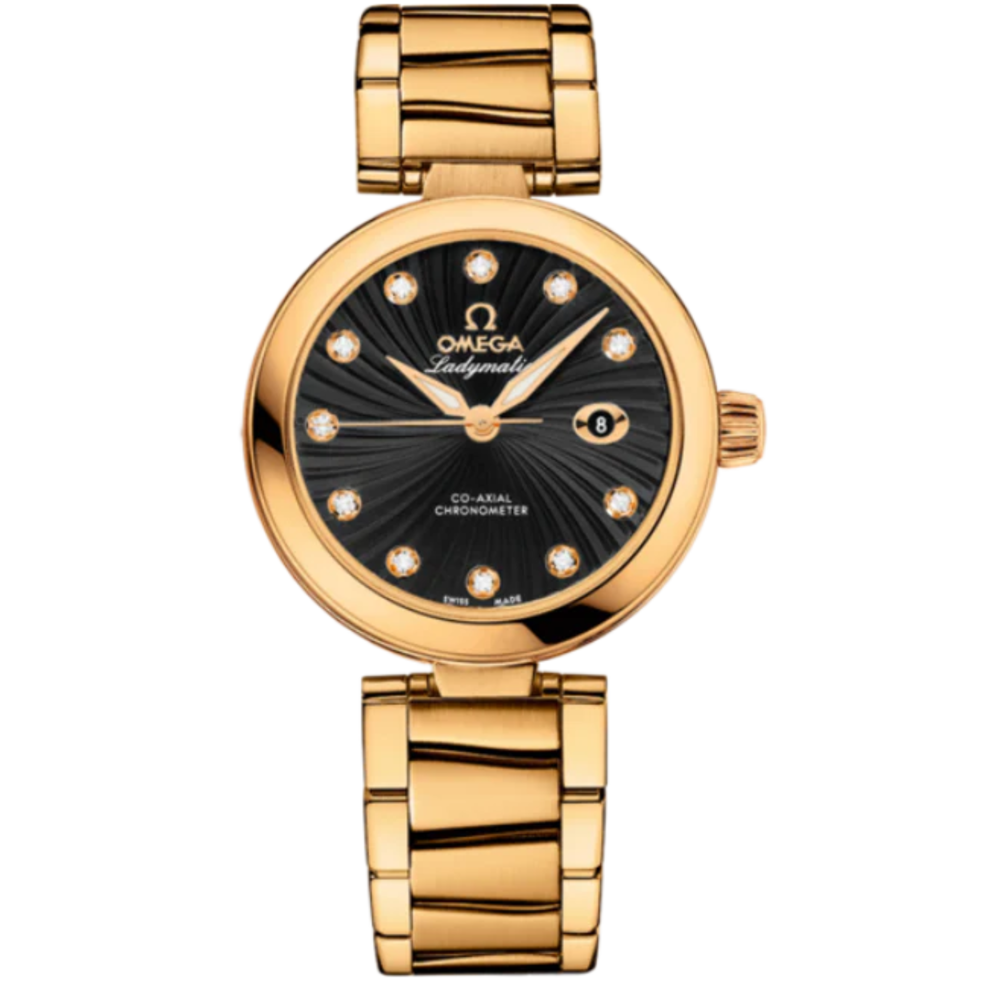 DE VILLE LADYMATIC 34 MM YELLOW GOLD WITH BLACK DIAL - Omega