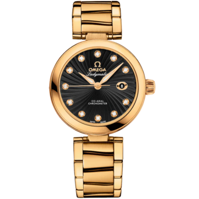 DE VILLE LADYMATIC 34 MM YELLOW GOLD WITH BLACK DIAL - Omega