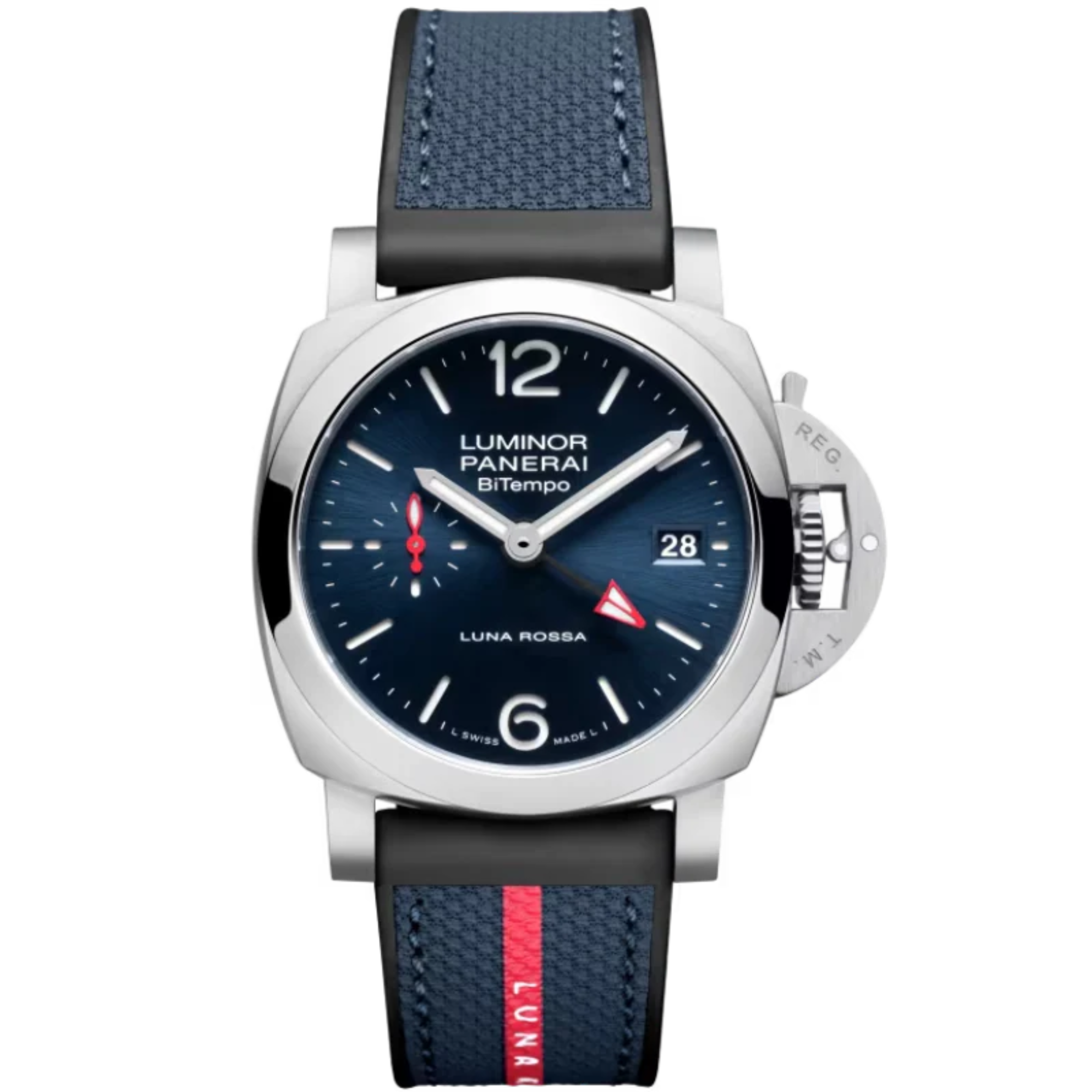 LUMINOR QUARANTA BITEMPO LUNA ROSSA PAM01404 40 MM STAINLESS STEEL WITH BLUE DIAL - Panerai