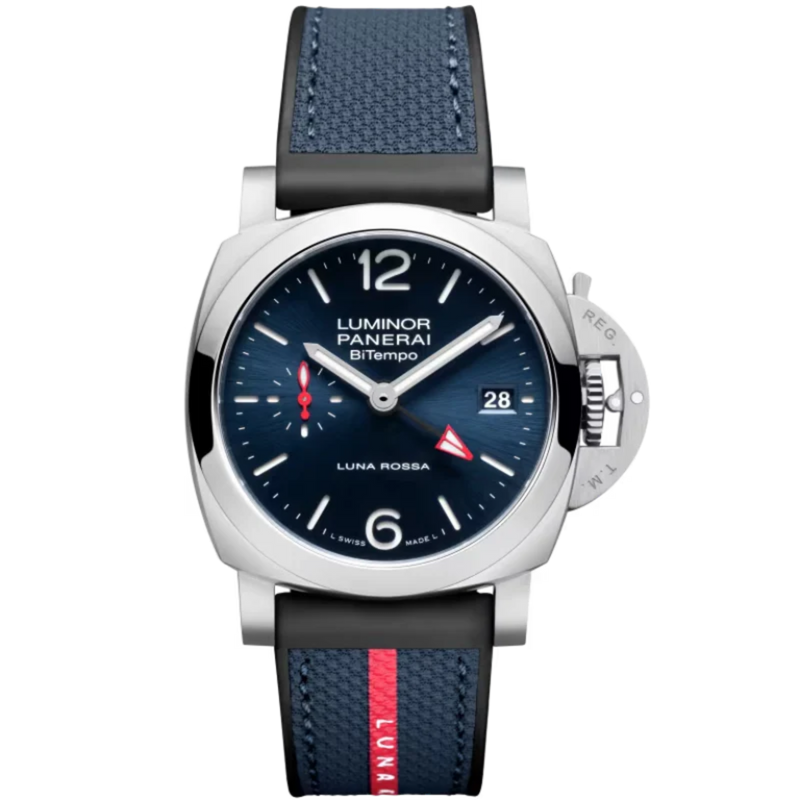 LUMINOR QUARANTA BITEMPO LUNA ROSSA PAM01404 40 MM STAINLESS STEEL WITH BLUE DIAL - Panerai