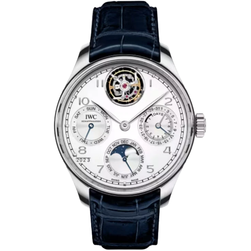 PORTUGIESER PERPETUAL CALENDAR TOURBILLON BOUTIQUE EDITION 45 MM PLATINUM WITH WHITE DIAL - IWC