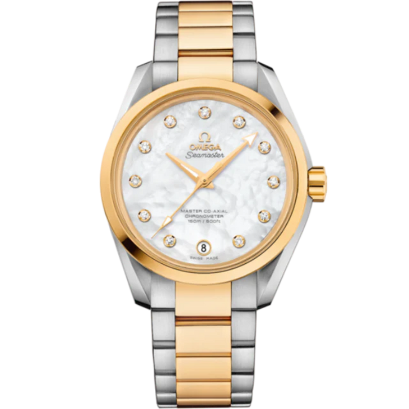 SEAMASTER AQUA TERRA 150M 38 MM STAINLESS STEEL - YELLOW GOLD WITH MOTHER OF PEARL DIAL - Omega