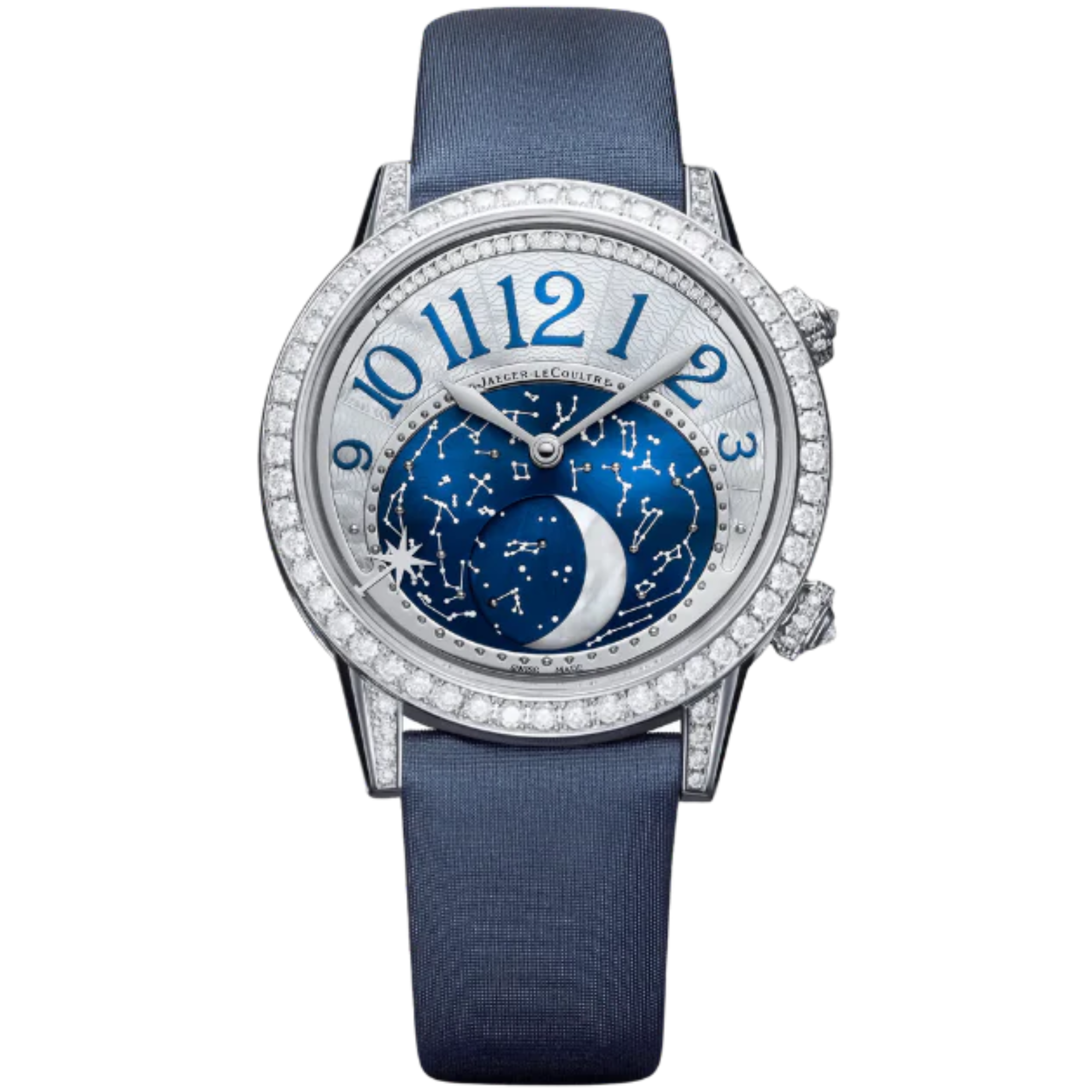 RENDEZ-VOUS JEWELLERY MOON 36 MM 18K WHITE GOLD WITH SILVER GREY GUILLOCHE DIAL - Jaeger-LeCoultre