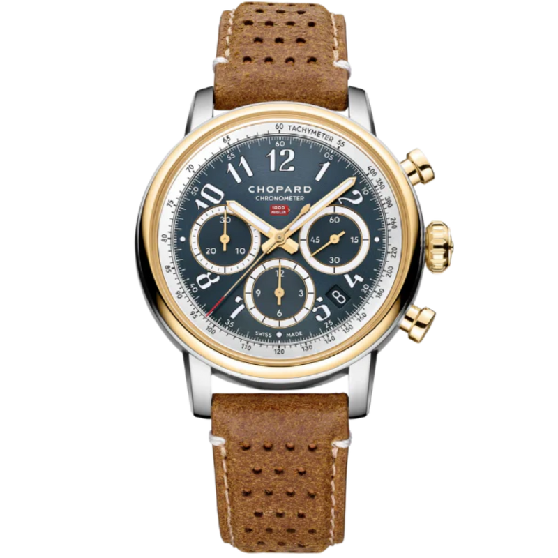 MILLE MIGLIA CLASSIC CHRONOGRAPH 40 MM ETHICAL YELLOW GOLD - LUCENT STEEL™ WITH "GRIGIO-BLU" BLUE DIAL - Chopard