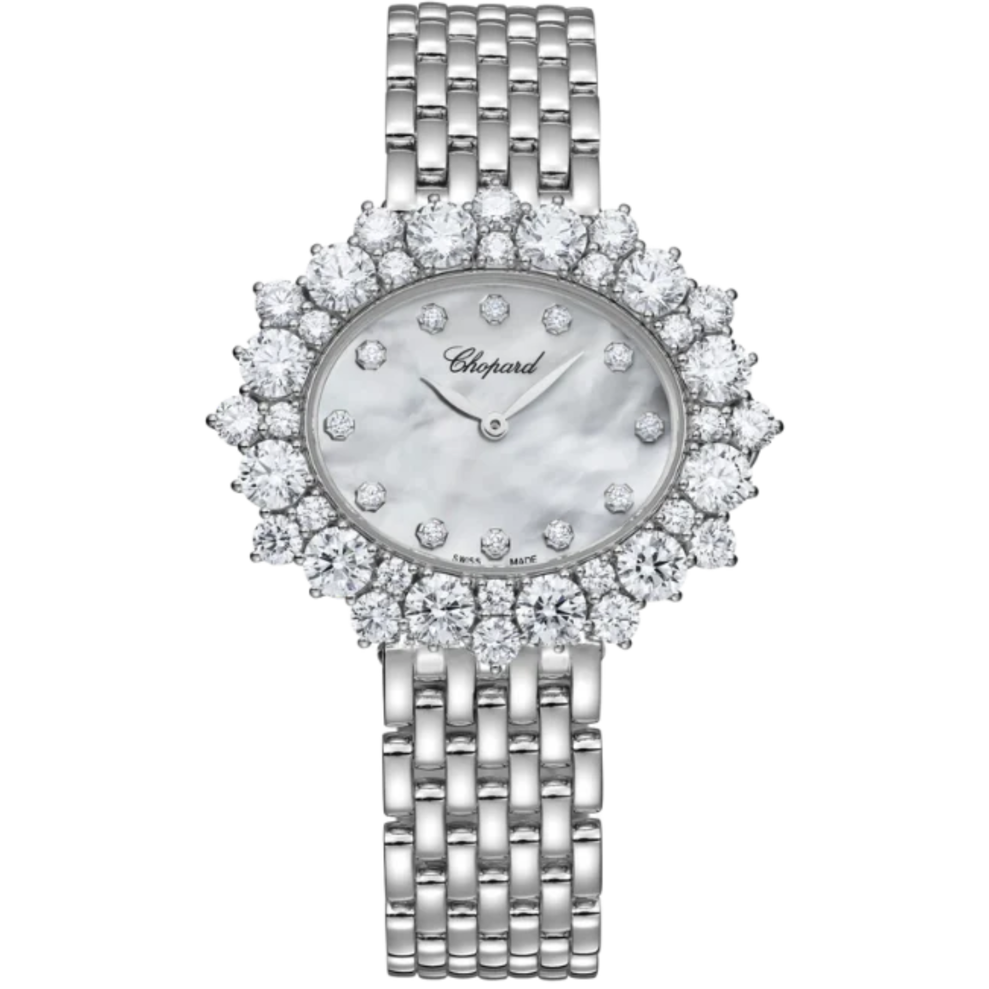 L’HEURE DU DIAMANT OVAL MEDIUM 36 MM ETHICAL WHITE GOLD WITH MOTHER OF PEARL DIAL - Chopard
