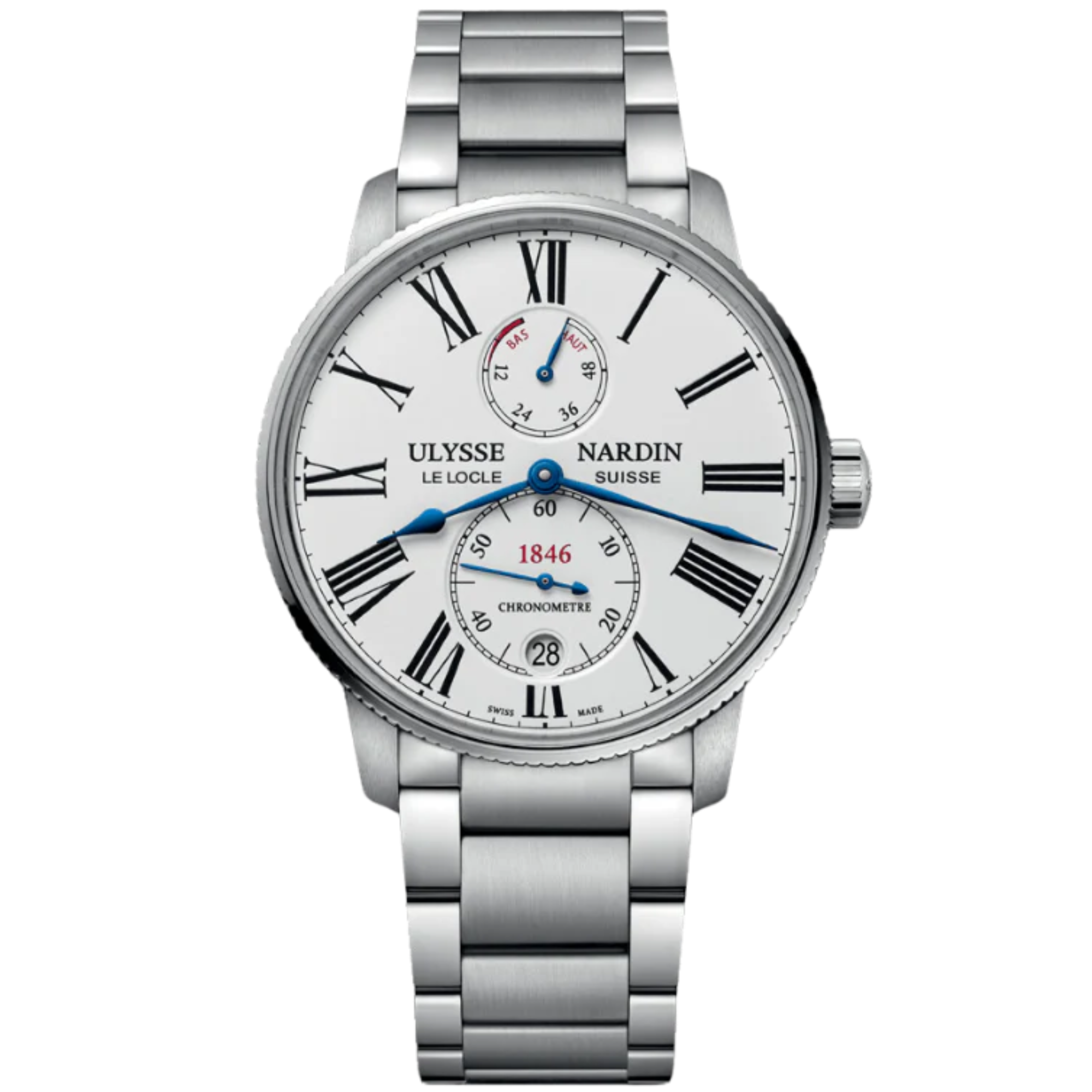 MARINE TORPILLEUR 42 MM STAINLESS STEEL WITH WHITE DIAL - Ulysse Nardin