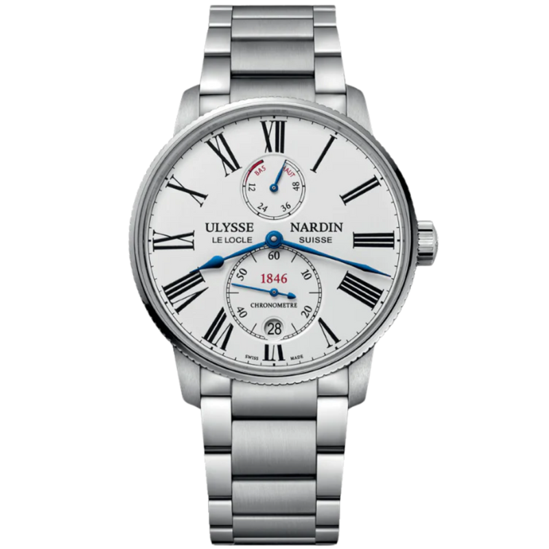 MARINE TORPILLEUR 42 MM STAINLESS STEEL WITH WHITE DIAL - Ulysse Nardin