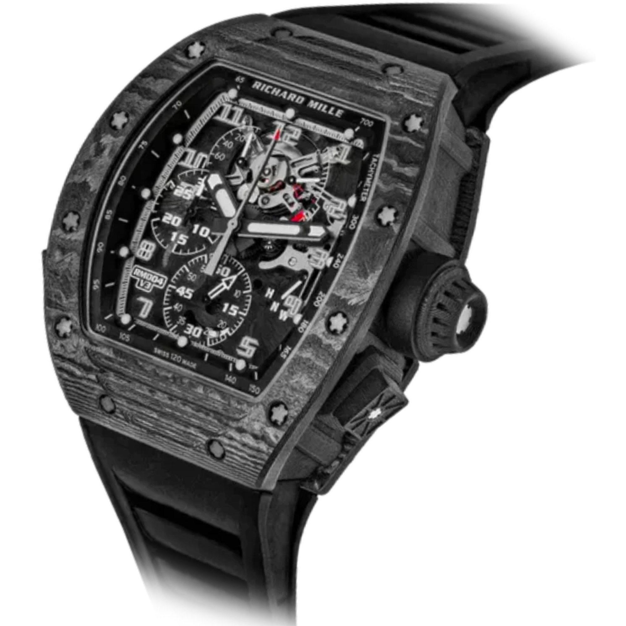 RM 004 Split-Seconds Chronograph V2 and V3 Rubber Strap NTPT Carbon Case - Richard Mille