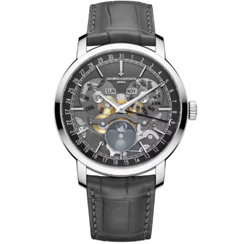 TRADITIONNELLE COMPLETE CALENDAR OPENFACE 41 MM 18K WHITE GOLD WITH BLACK BRASS DIAL - Vacheron Constantin
