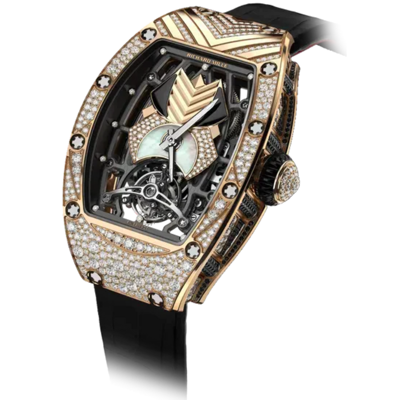 RM 71-01 Automatic Tourbillon Talisman Black Rubber Strap Red Gold Diamond Set Case - Richard Mille