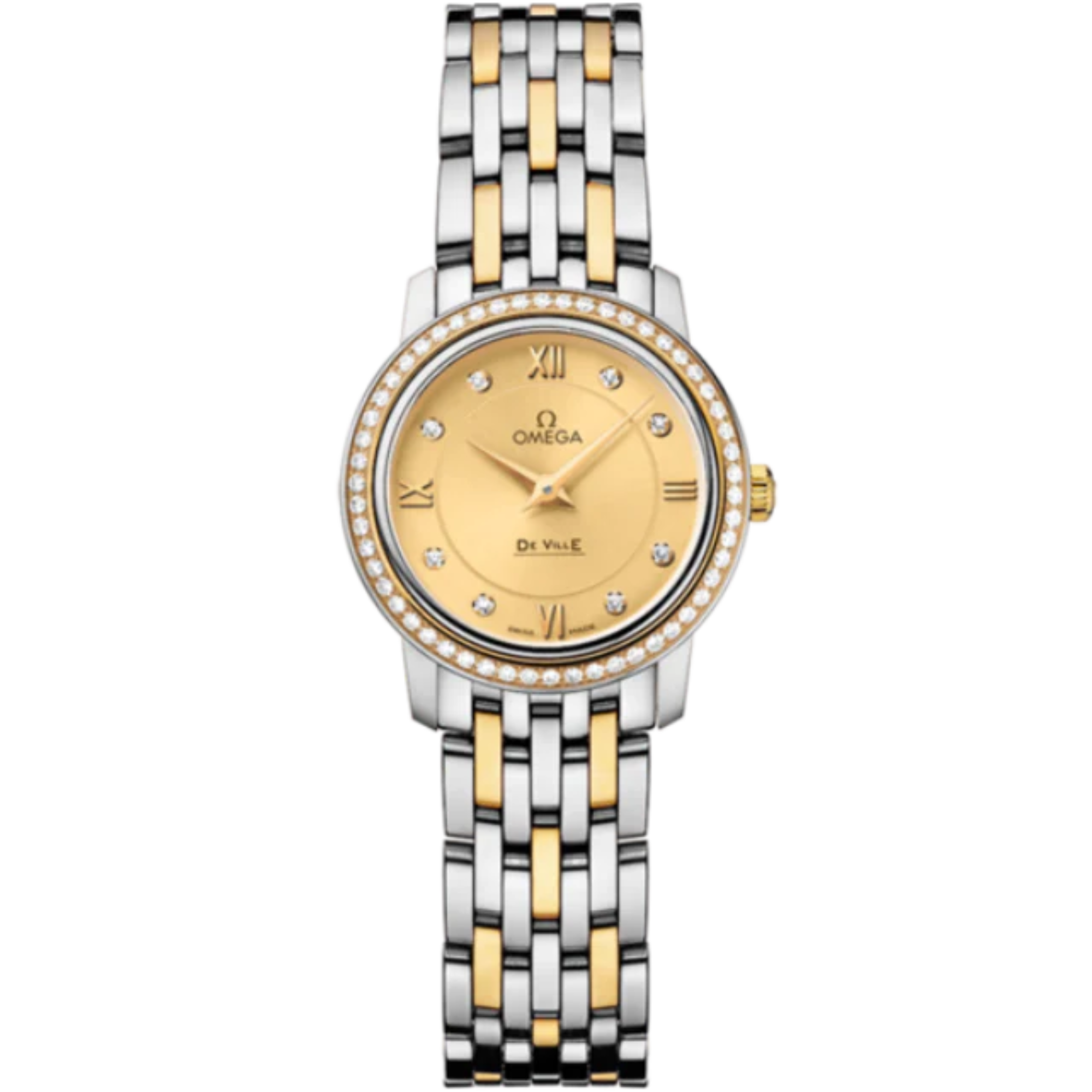 DE VILLE PRESTIGE 24 MM STAINLESS STEEL - YELLOW GOLD WITH YELLOW DIAL - Omega