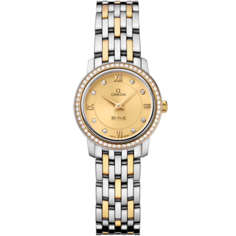 DE VILLE PRESTIGE 24 MM STAINLESS STEEL - YELLOW GOLD WITH YELLOW DIAL - Omega