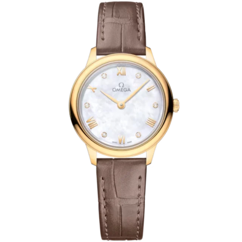 DE VILLE PRESTIGE 27 MM YELLOW GOLD WITH MOTHER OF PEARL DIAL - Omega