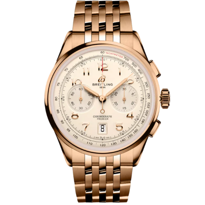 PREMIER B01 CHRONOGRAPH 42 MM 18K ROSE GOLD WITH CREAM DIAL - Breitling