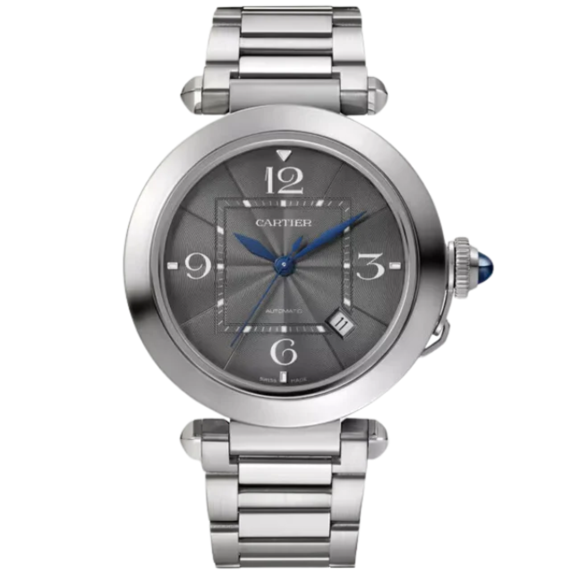 PASHA DE CARTIER 41 MM STAINLESS STEEL WITH ANTHRACITE FLINQUE DIAL - Cartier