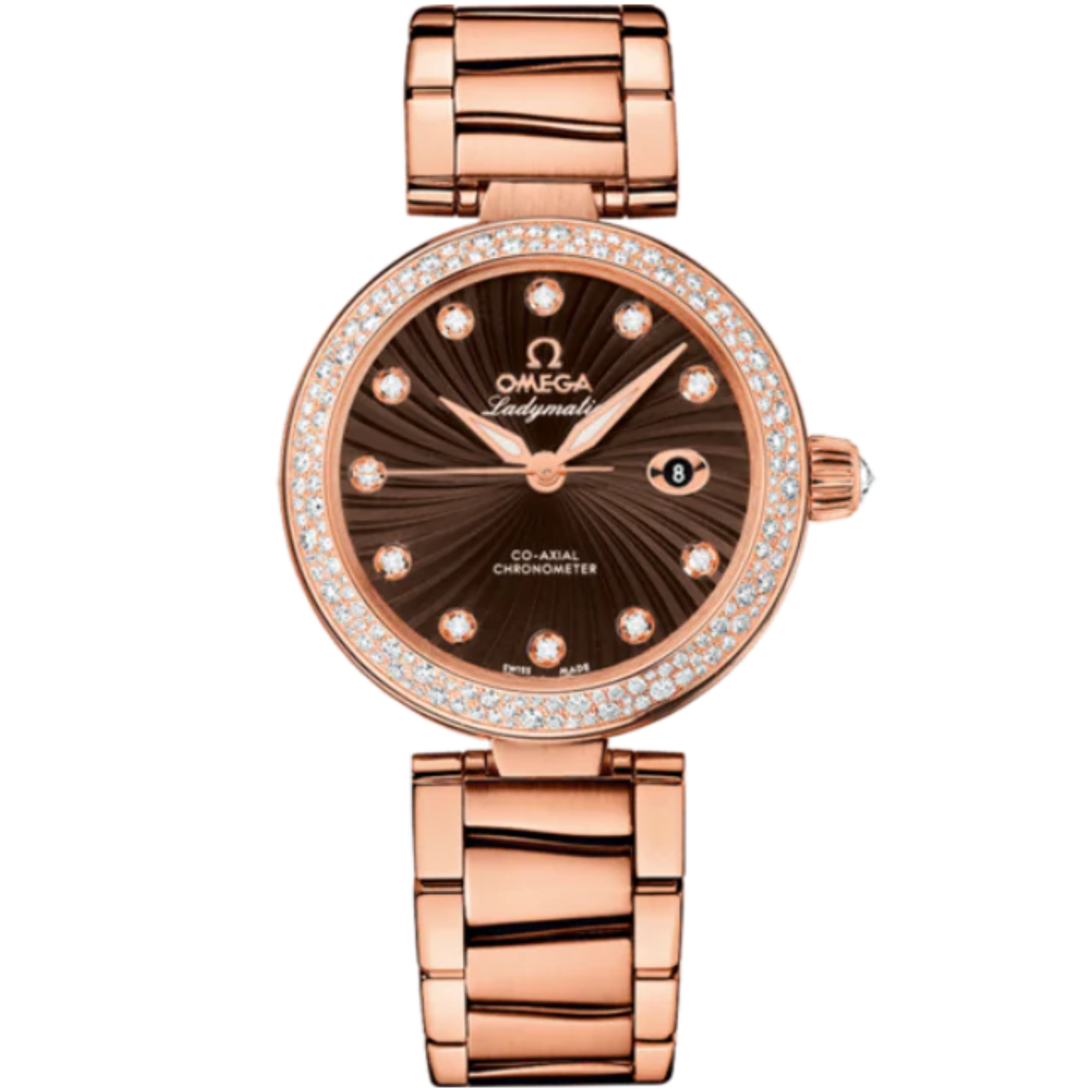 DE VILLE LADYMATIC 34 MM RED GOLD WITH BROWN DIAL - Omega