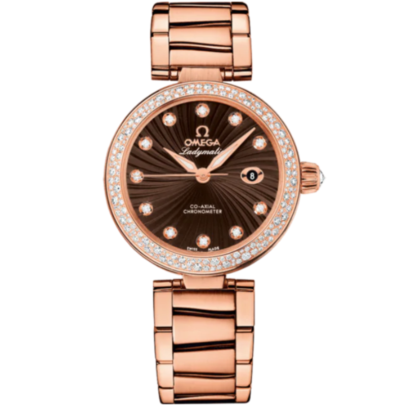 DE VILLE LADYMATIC 34 MM RED GOLD WITH BROWN DIAL - Omega