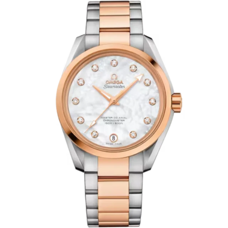 SEAMASTER AQUA TERRA 150M 38 MM STAINLESS STEEL - RED GOLD WITH MOTHER OF PEARL DIAL - Omega