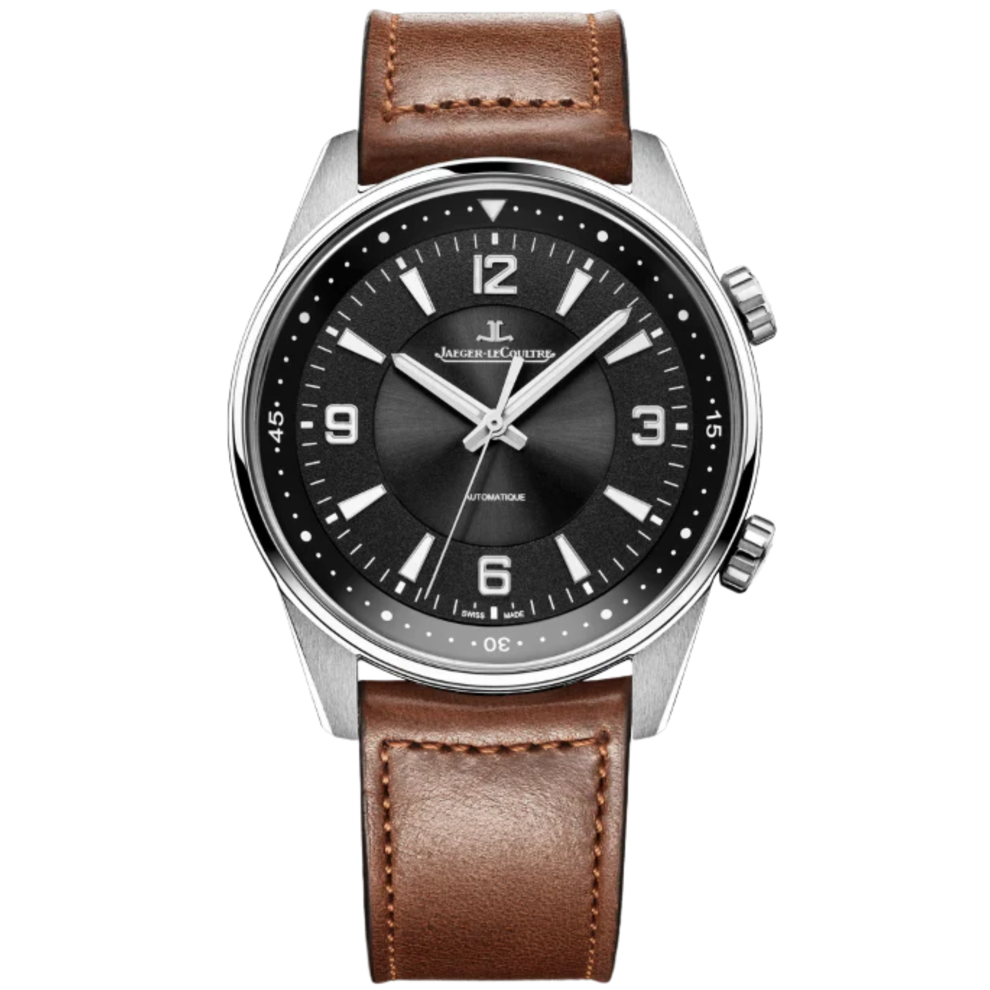 POLARIS AUTOMATIC 41 MM STAINLESS STEEL WITH BLACK SUNBURST GRAINED DIAL - Jaeger-LeCoultre