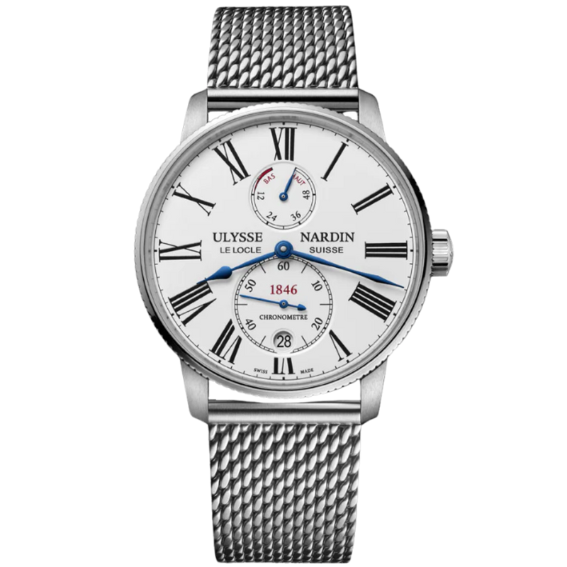 MARINE TORPILLEUR 42 MM STAINLESS STEEL WITH WHITE DIAL - Ulysse Nardin