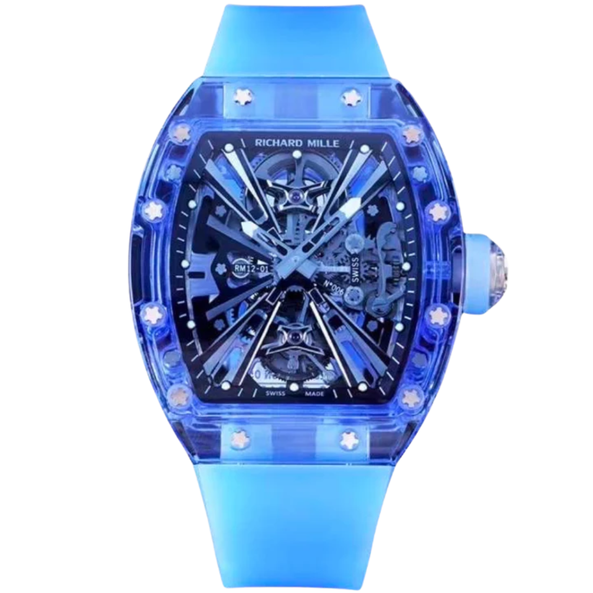 RM 012-01 Sapphire Blue Tourbillion Automatic Titanium Bracelet Transparent Dial - Richard Mille
