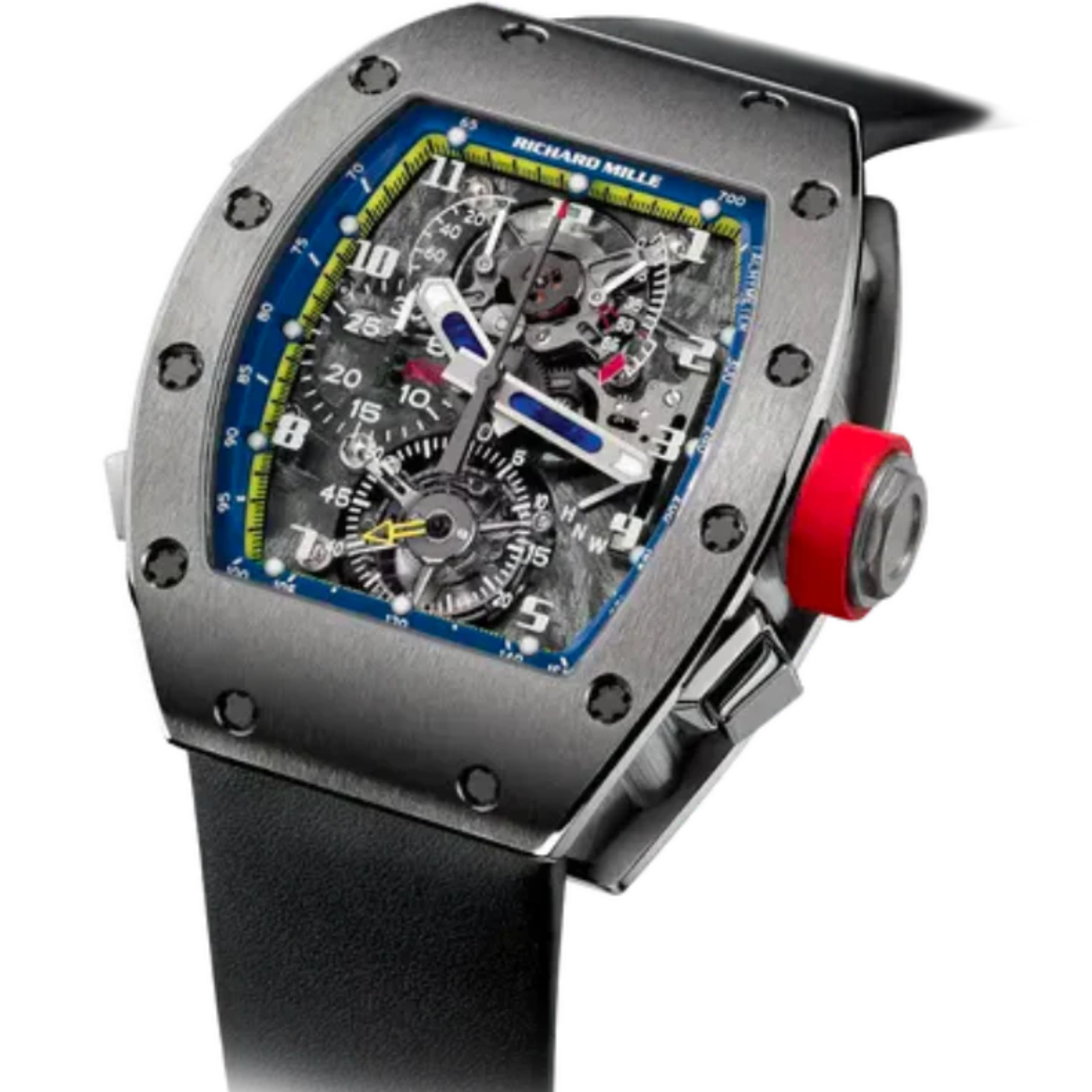 RM 008-V2 Tourbillon Split-Second Chronograph Rubber Strap White Gold Case - Richard Mille
