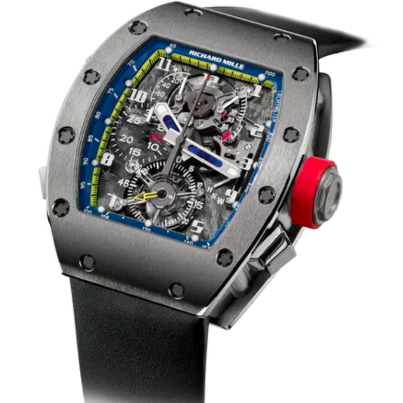 RM 008-V2 Tourbillon Split-Second Chronograph Rubber Strap White Gold Case - Richard Mille