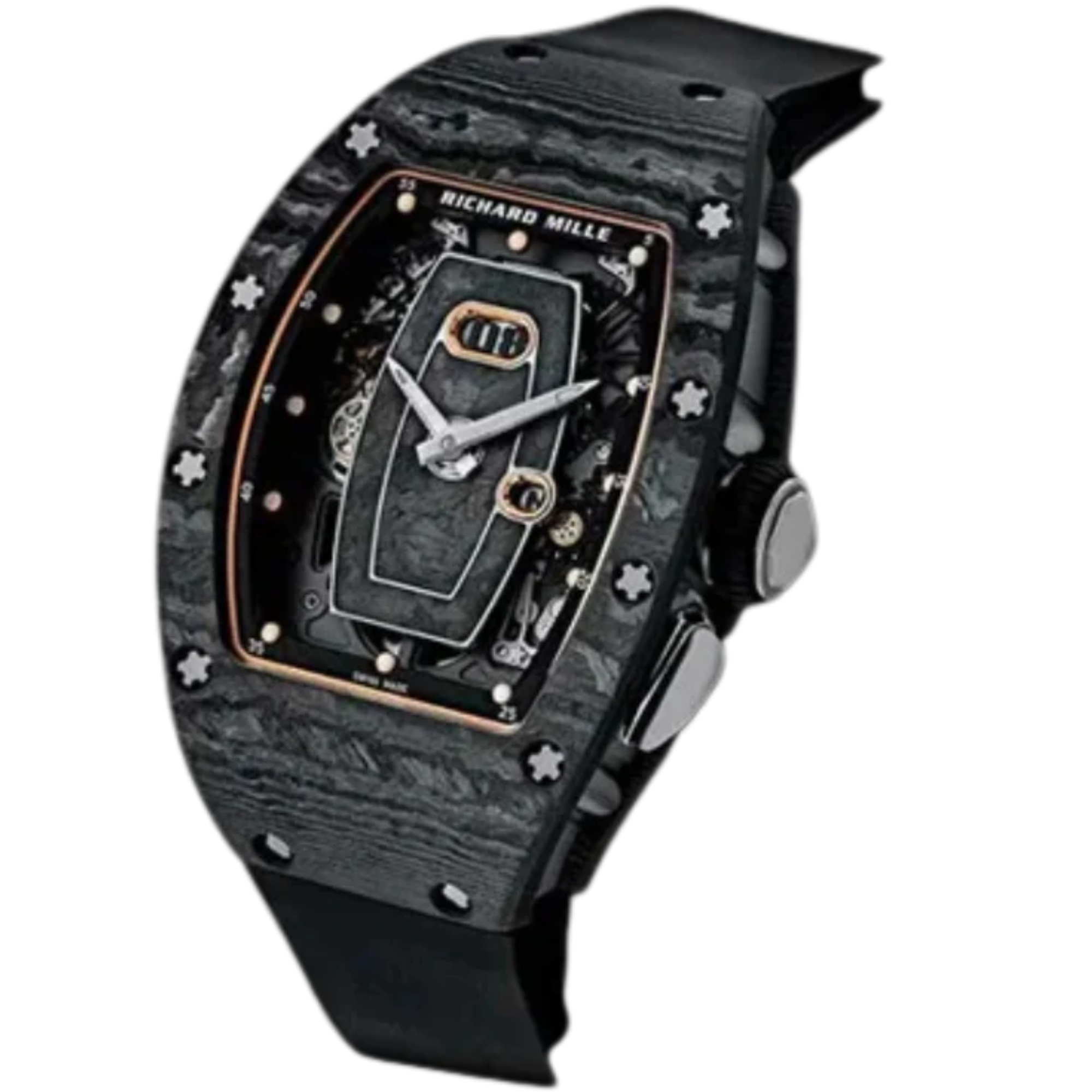 RM 037 Automatic Winding Rubber Strap Skeletonized Dial Carbon Case - Richard Mille