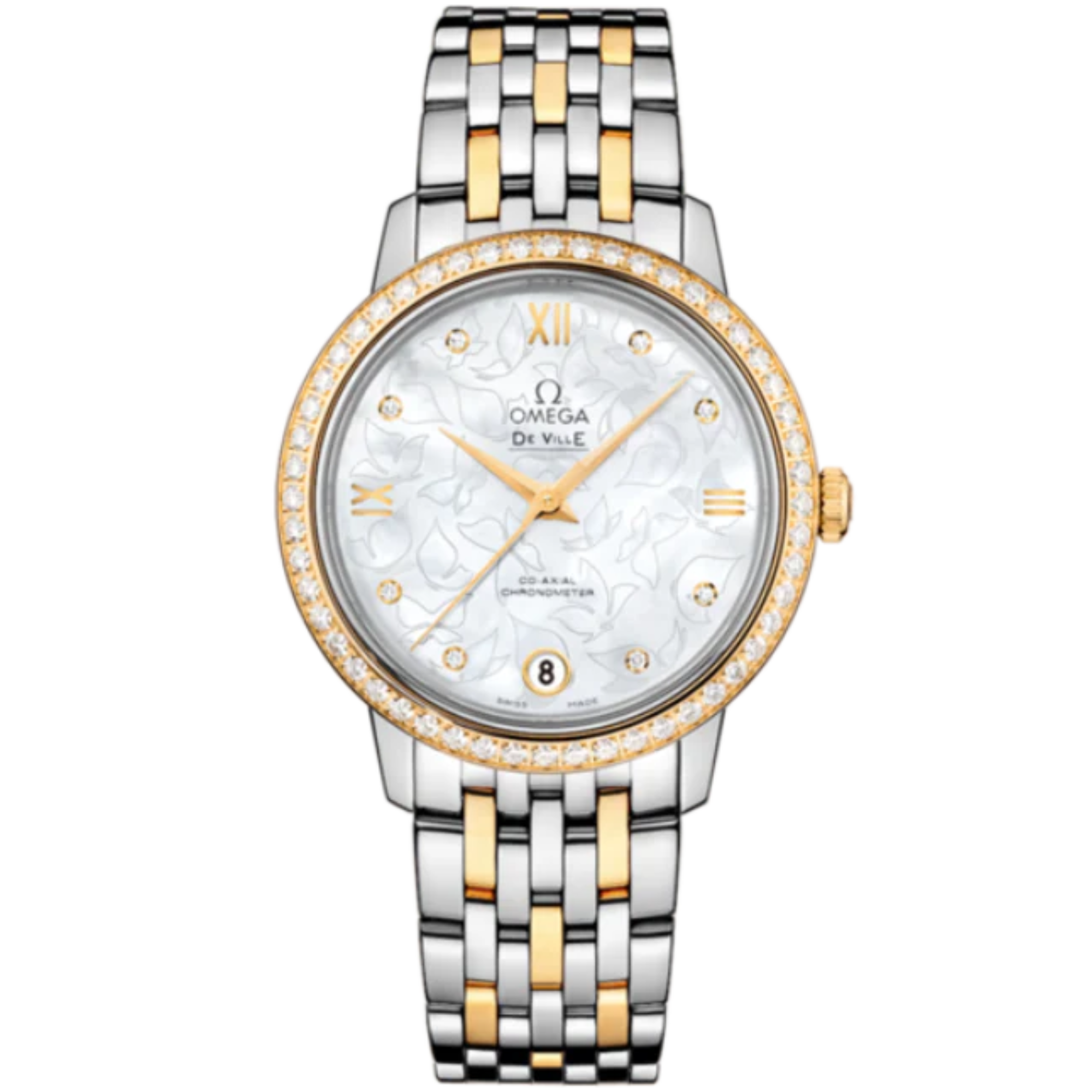 DE VILLE PRESTIGE BUTTERFLY 33 MM STAINLESS STEEL - YELLOW GOLD WITH MOTHER OF PEARL DIAL - Omega