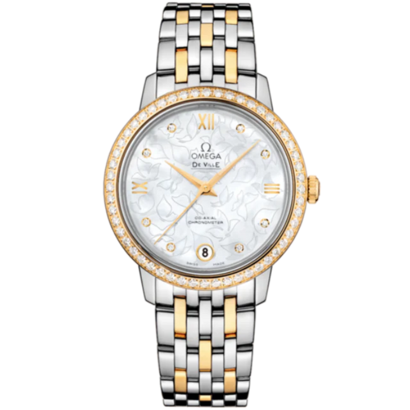 DE VILLE PRESTIGE BUTTERFLY 33 MM STAINLESS STEEL - YELLOW GOLD WITH MOTHER OF PEARL DIAL - Omega