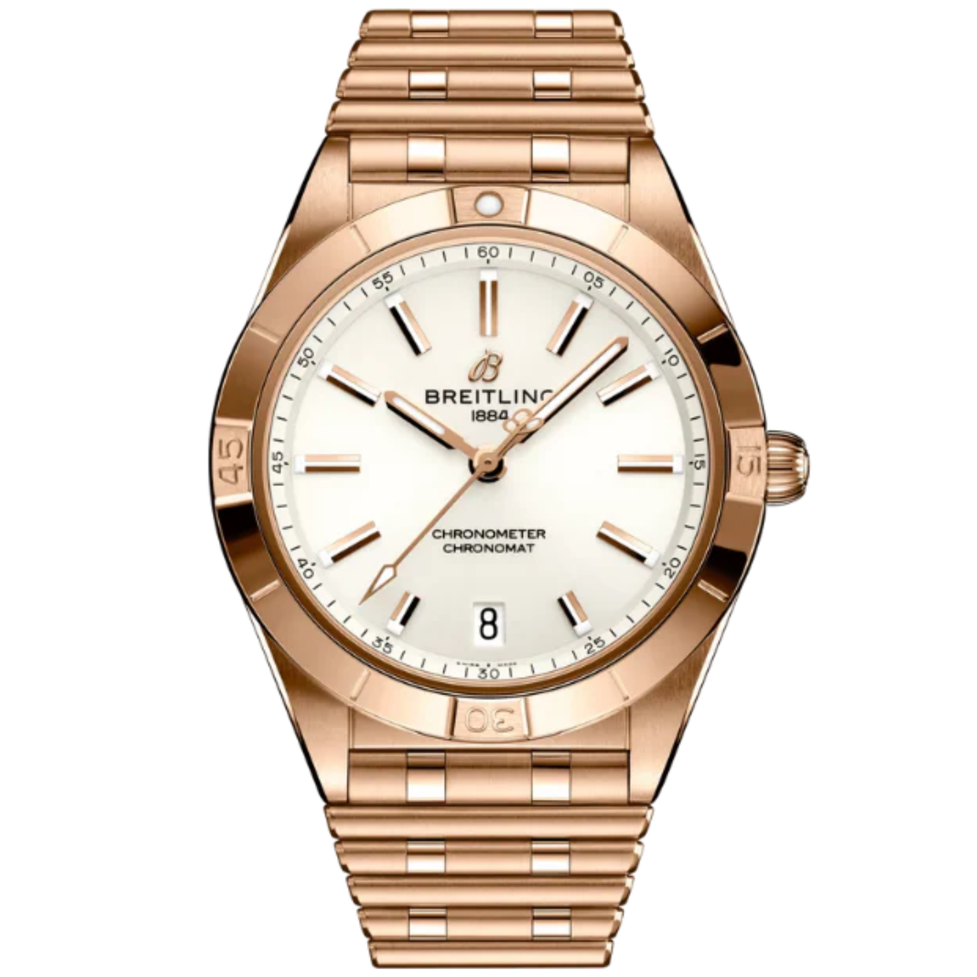 CHRONOMAT AUTOMATIC 36 MM 18K ROSE GOLD WITH WHITE DIAL - Breitling