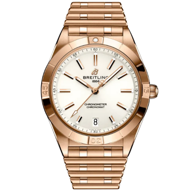 CHRONOMAT AUTOMATIC 36 MM 18K ROSE GOLD WITH WHITE DIAL - Breitling