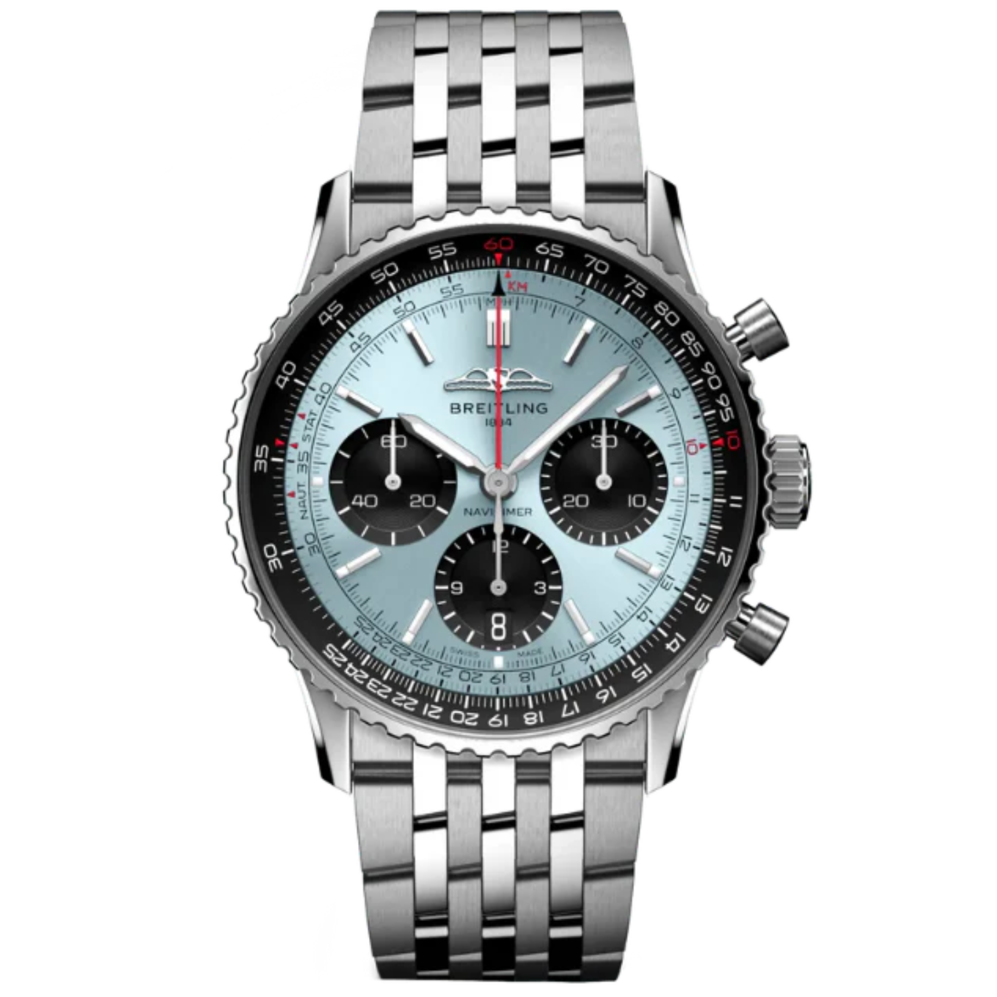 NAVITIMER B01 CHRONOGRAPH 41 MM STAINLESS STEEL WITH ICE BLUE DIAL - Breitling